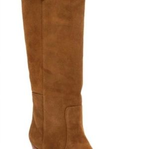 Brown/tan suede knee high boots, Matisse, size W9.